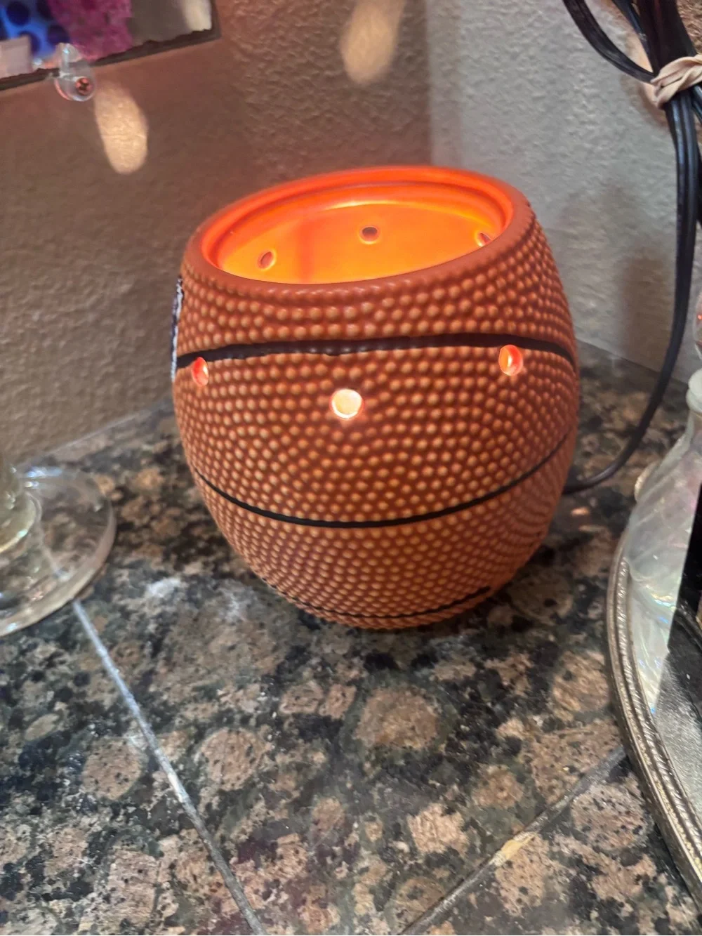 Basketball lamp with hand painted Spurs logo